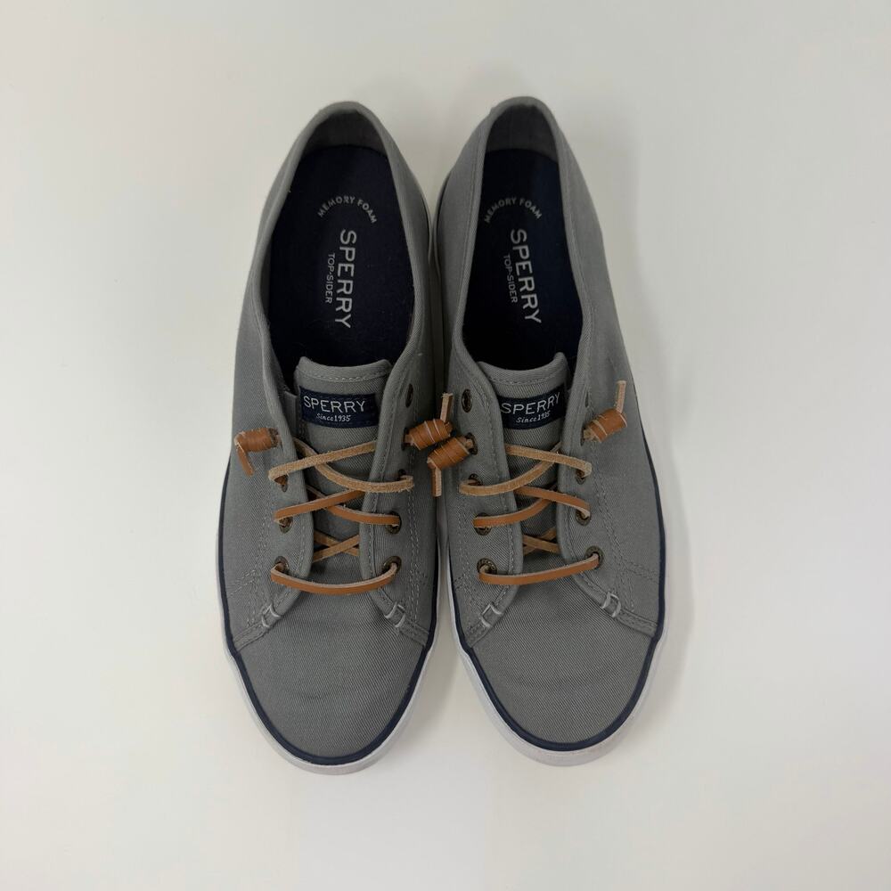 Sperry Canvas Low-Top Sneakers – Grey & Tan (Women’s 10)